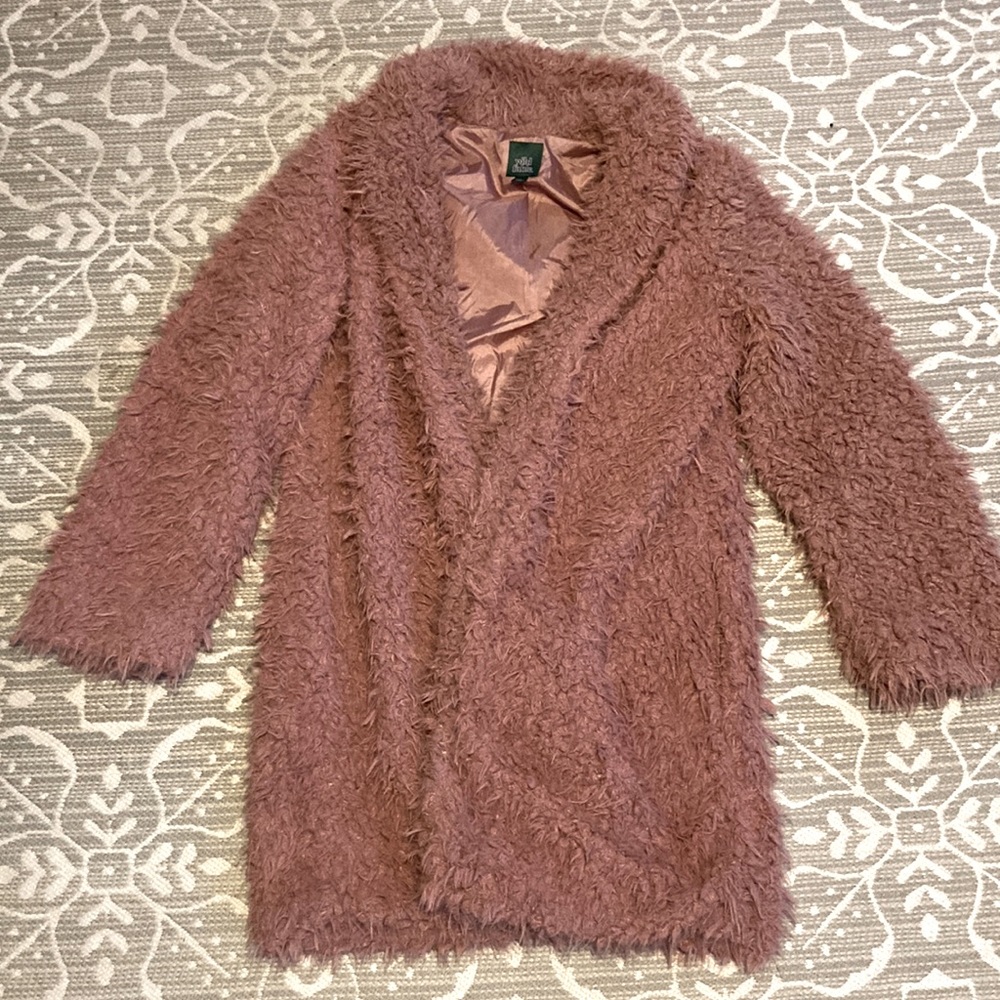 Wild Fable Marilyn Monroe fuzzy coat with satin lining size large